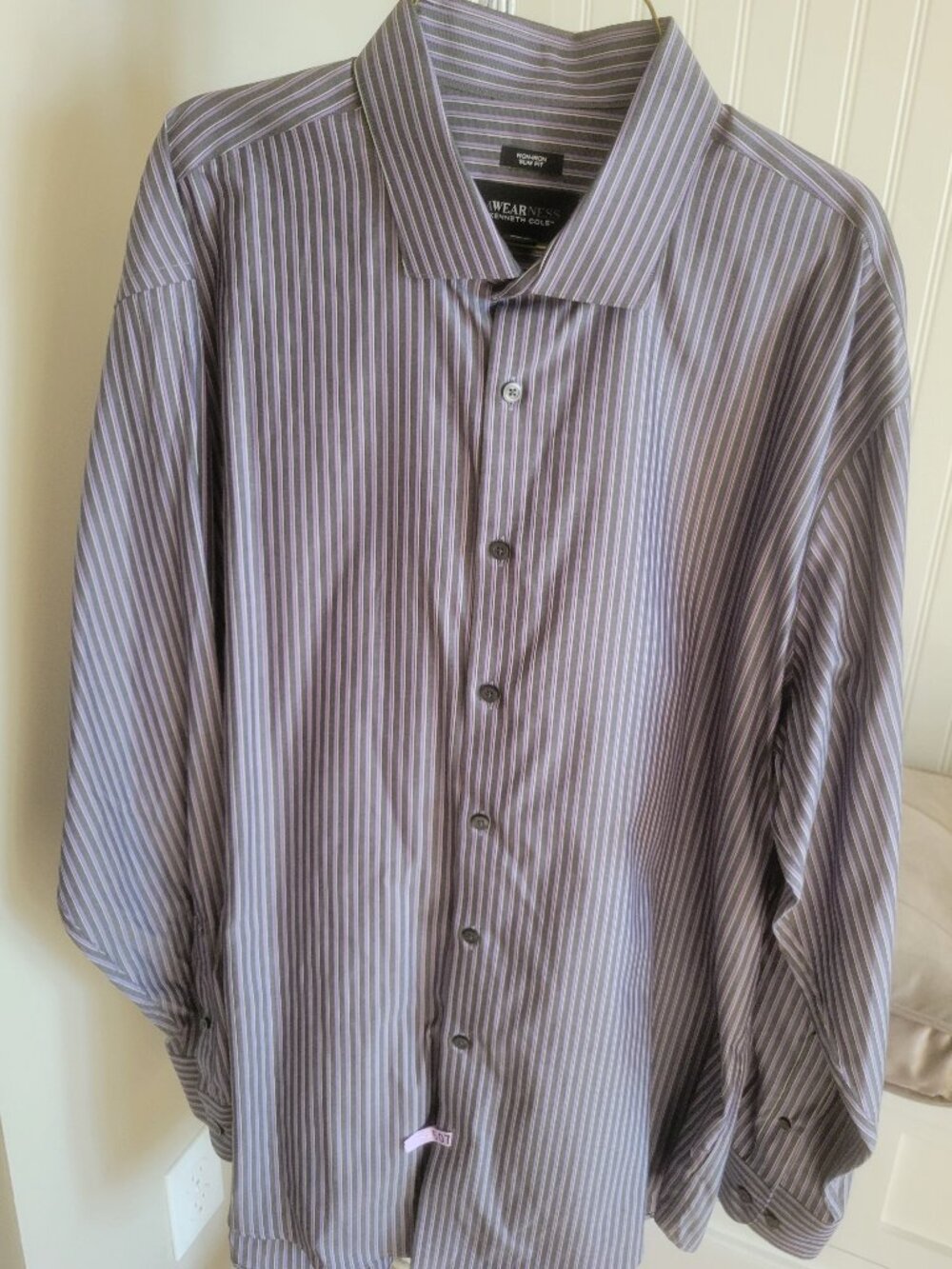 Men's Kenneth Cole Awearness Dress Shirt 18 34/35 Tall 2XLT Slim Fit Non-Iron